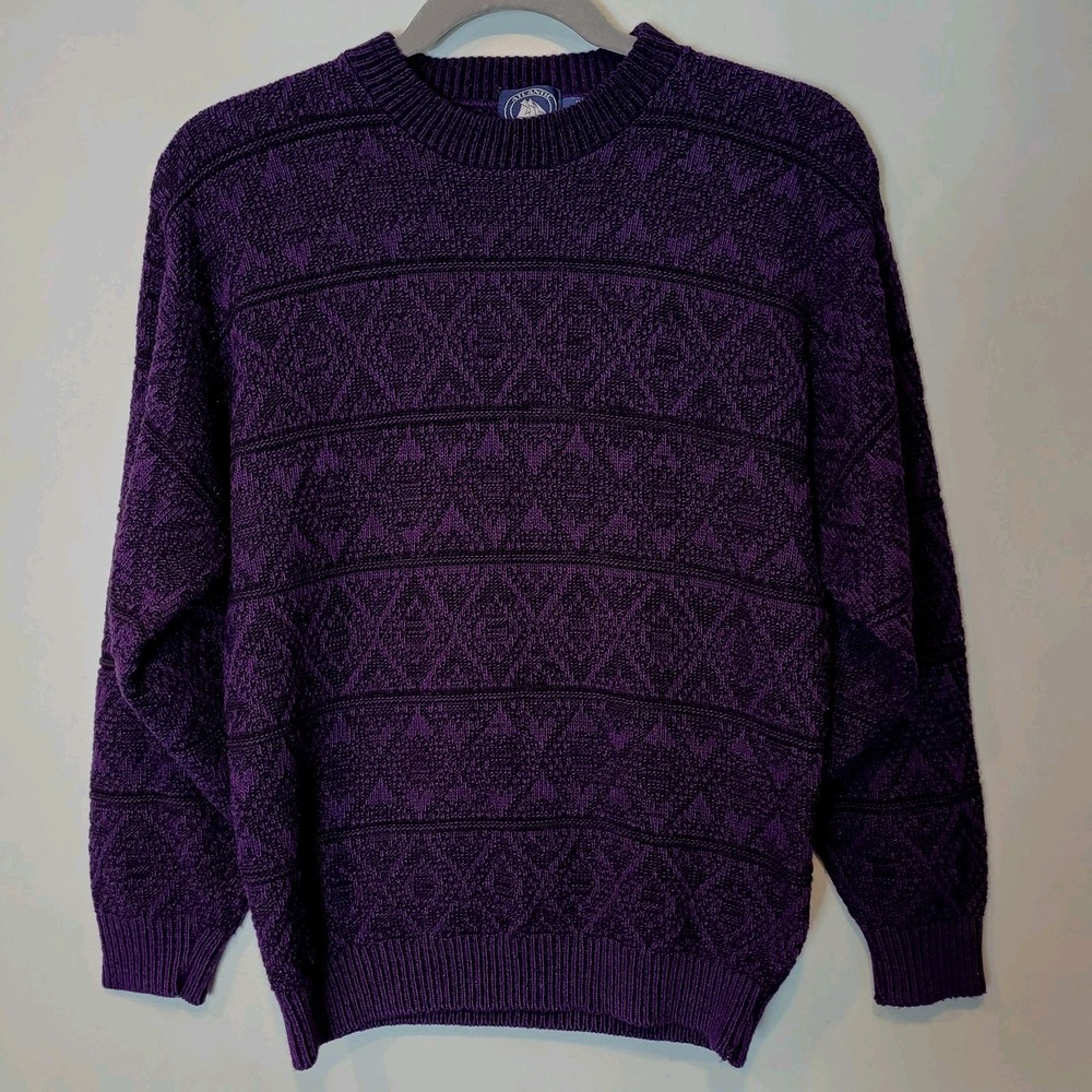 Vintage 90s Sweater Men Size Large Grandpa Preppy Golf Bloke Academia Purple